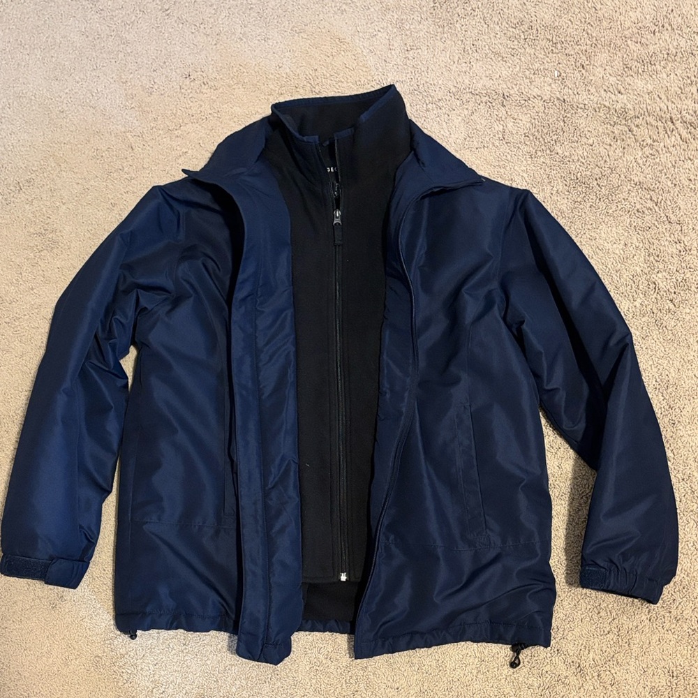 George Navy Coat with Black Fleece Interior Jacket